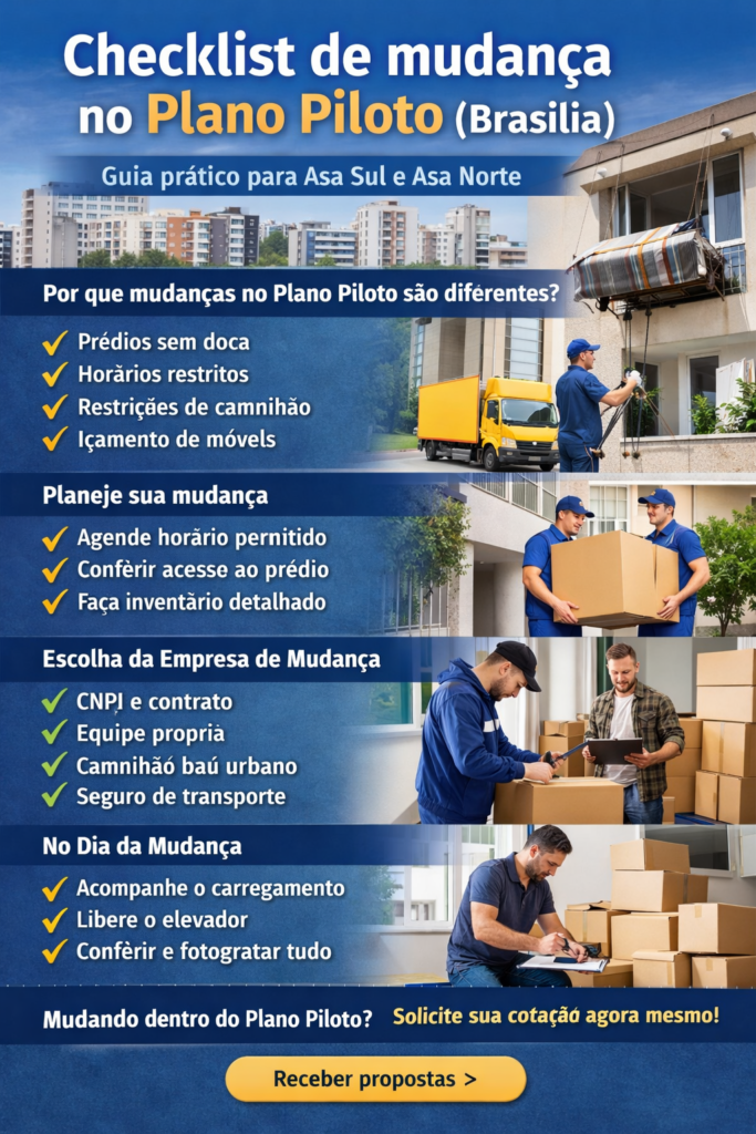 Checklist 2026 para mudança residencial no Plano Piloto